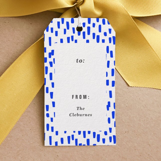 Bright Blue Dashing Gift Tags (Dashing bright blue hand-drawn gift tag.)