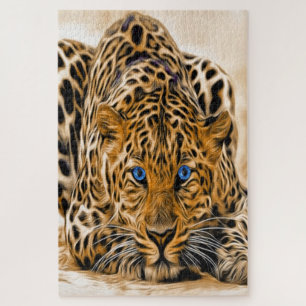 Bright Blue Eye Leopard  Jigsaw Puzzle