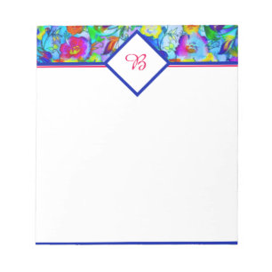 Bright blue floral notepad