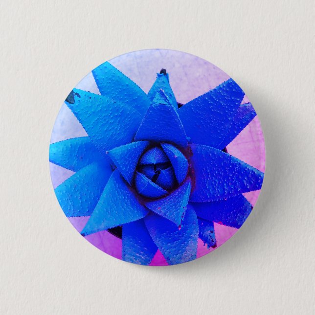 Bright blue flower. 2 inch round button (Front)