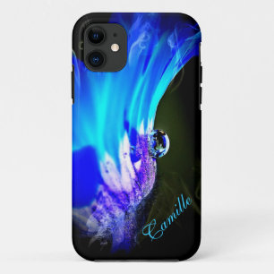 Bright Blue Flower W/Water Drop iPhone 5 Case