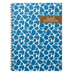 Bright Blue Giraffe Pattern Notebook