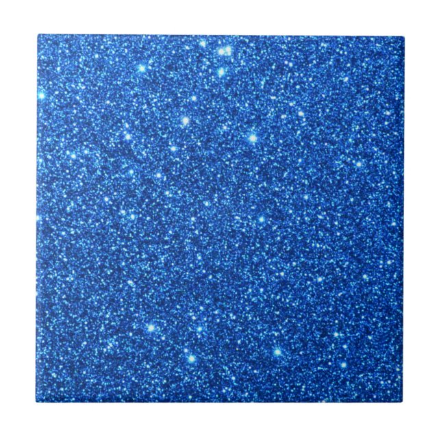 Bright Blue Glitter Sparkles Tile (Front)