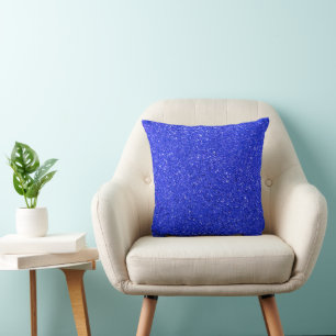 Bright Blue Glitter Throw Pillow