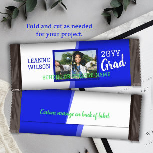 Bright Blue Graduation Custom Candy Bar Wrapper