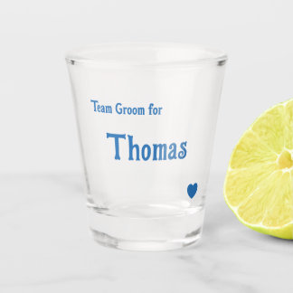 Bright Blue Heart Team Groom Shot Glass