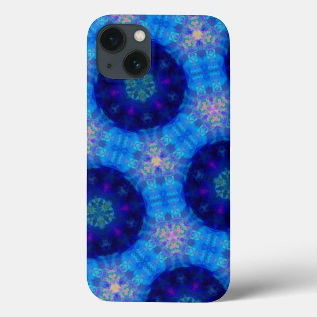 Bright Blue Hexagon Kaleidoscope Pattern Case-Mate iPhone Case (Back)