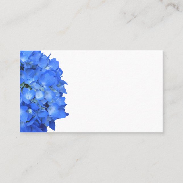 Bright Blue Hydrangea Floral Blank Place Cards (Front)