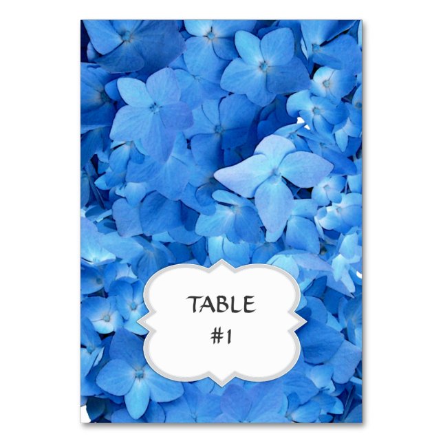 Bright Blue Hydrangea Table / Place Cards (Front)