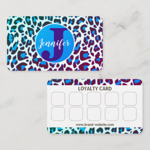 Bright Blue Leopard Print Rockabilly Pattern Business Card