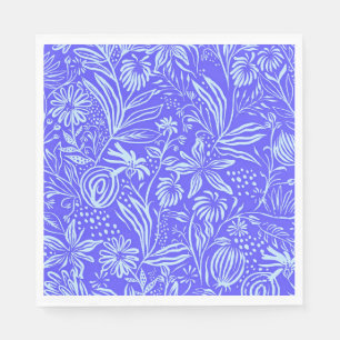 Bright blue-Lilac floral pattern Napkin