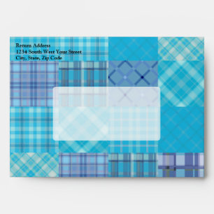Bright Blue Madras Plaid Envelope