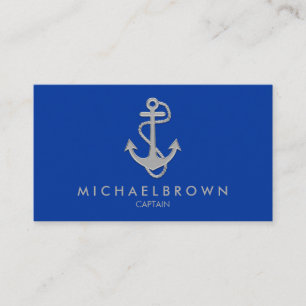 Bright Blue Marine Nautical Anchor Business Card