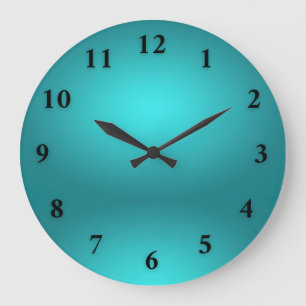 Bright blue modern large wall clock