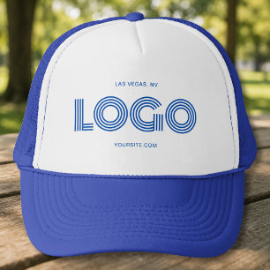 Bright Blue Modern Rectangular Logo Promo Trucker Hat