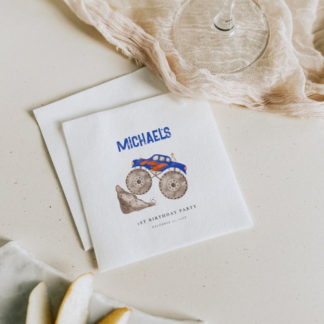 Bright Blue Monster Truck Paper Napkin (Creator Uploaded)