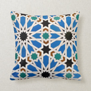 Bright Blue Moroccan Mosaic Throw Pillow