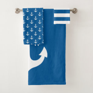 Bright Blue Nautical Monogram Bath Towel Set