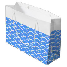 Bright Blue Ocean Waves Pattern White Top Stripe