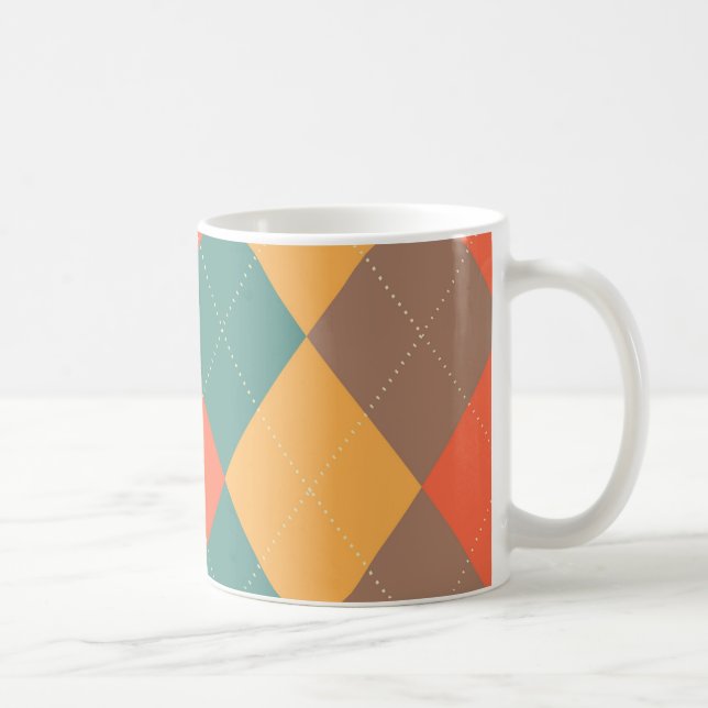 Bright Blue Orange Argyle Mug (Right)