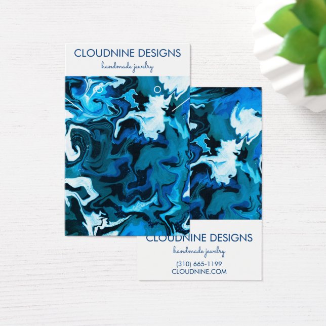 Bright Blue Paint Swirls Earring Necklace Jeweller (Desk)