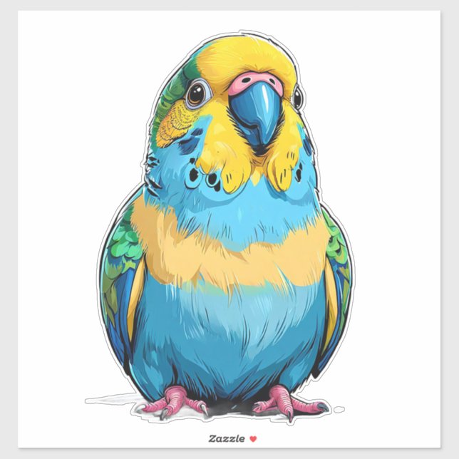 🦜 Bright Blue Parakeet Sticker Cute Bird Art (Sheet)