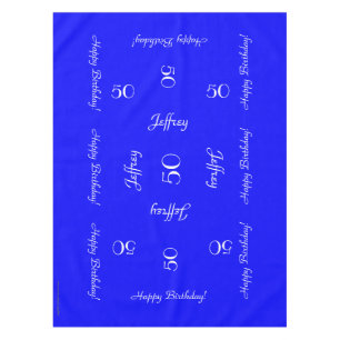 Bright Blue Personalized 50th Birthday Table Cloth