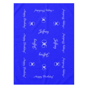Bright Blue Personalized 90th Birthday Table Cloth