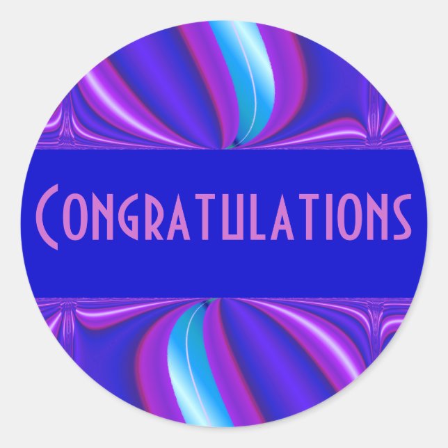 bright blue pink Congratulations Classic Round Sticker (Front)