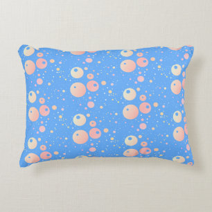 Bright blue pink dots pattern accent pillow
