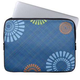 Bright Blue Plaid Scottish Laptop Computer Sleeve