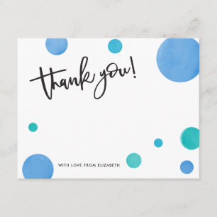 Bright Blue Polka Dot Baby Shower Thank You Card