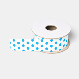 Bright Blue Polka Dots Preppy Multi use Grosgrain Ribbon