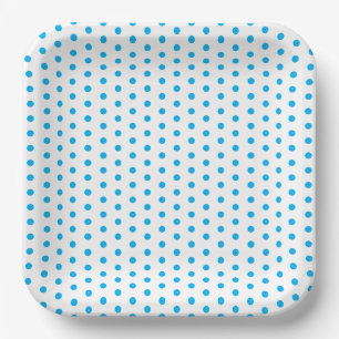 Bright Blue Polka Dots Preppy Multi use Paper Plate