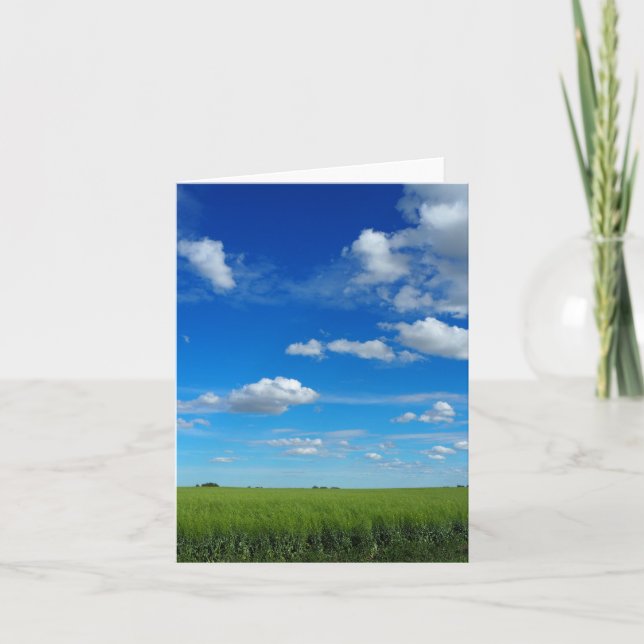 Bright Blue Prairie Skies Folded Greeting Card (Front)