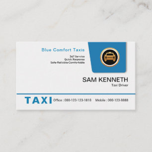 Bright Blue Pull-down Tab Taxi Service Business Card