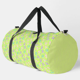 BRIGHT BLUE PURPLE & LIME GREEN PATTERNS DUFFLE BAG