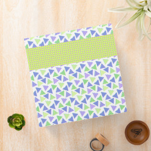 BRIGHT BLUE PURPLE LIME GREEN RETRO PATTERNS BINDER