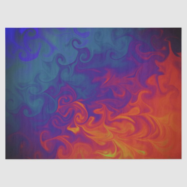 Bright Blue Purple Orange Swirl Abstract  Tissue Paper (Front)