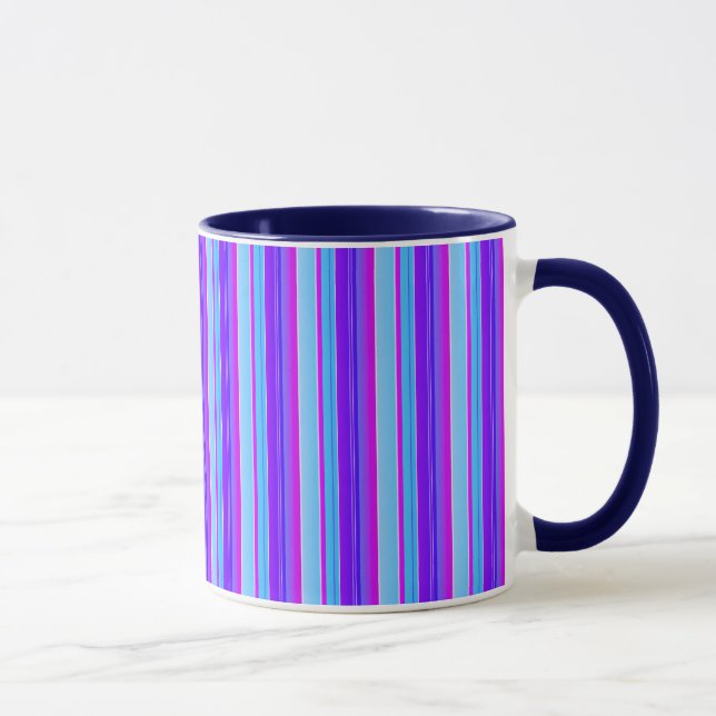 Bright blue purple violet striped mug (Right)