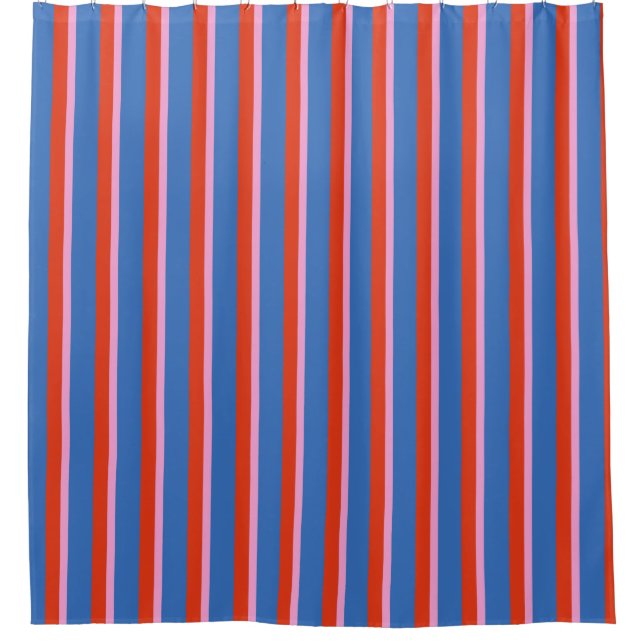 Bright Blue Red Pink Retro Stripe Pattern (Front)
