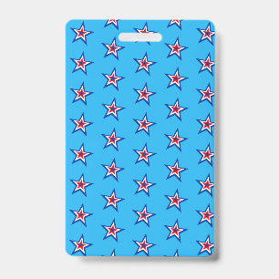 Bright Blue Red & White Star Pattern Badge