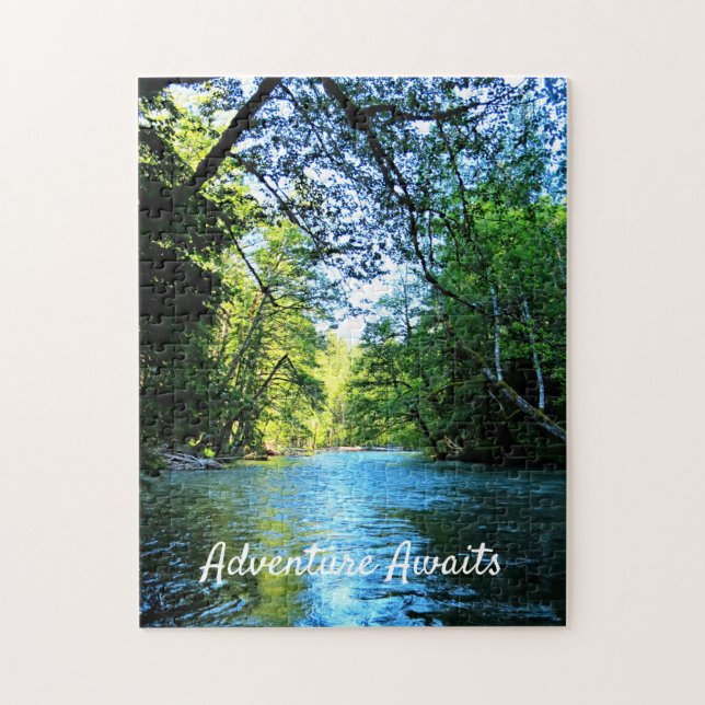 Bright Blue River Under Green Trees in Washington Jigsaw Puzzle (Vertical)