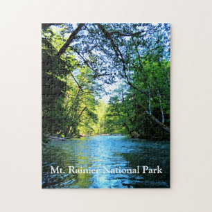 Bright Blue River Under Green Trees in Washington Jigsaw Puzzle