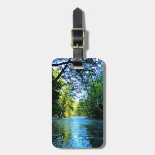 Bright Blue River Under Green Trees in Washington Luggage Tag
