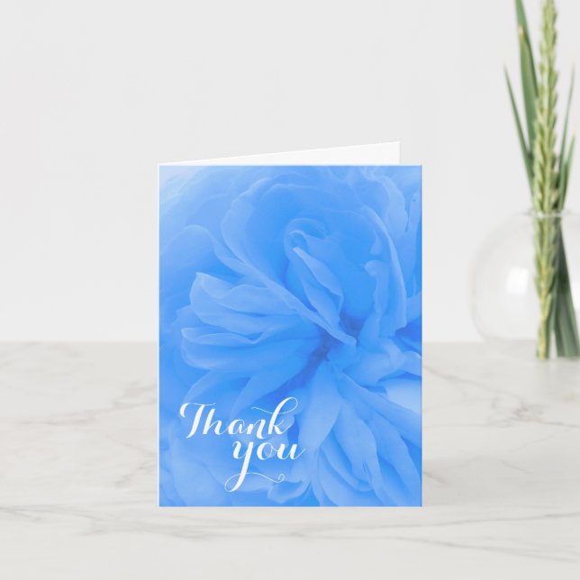 Bright blue rose thank you friend card (Front)