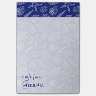 Bright Blue Shell Pattern Add Your Name Post-it Notes