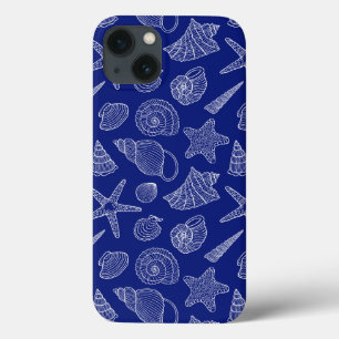 Bright Blue Shell Pattern iPhone 13 Case