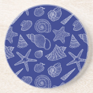 Bright Blue Shell Pattern Coaster