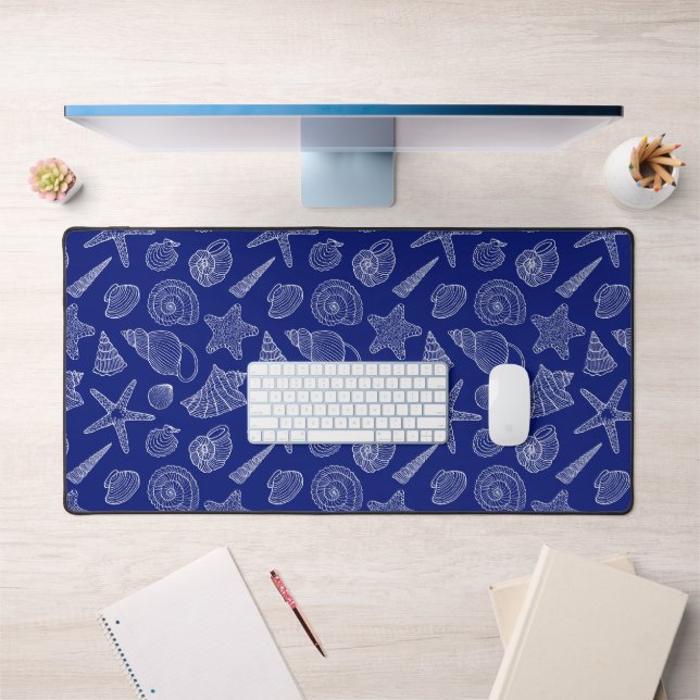 Bright Blue Shell Pattern Desk Mat (Office 1)